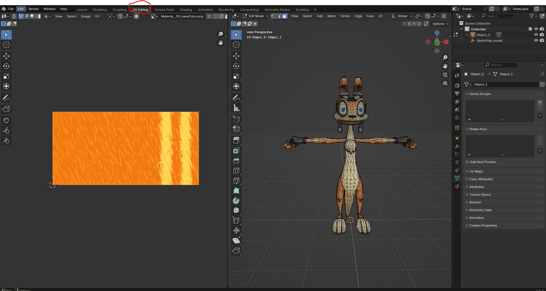 UV Editing view