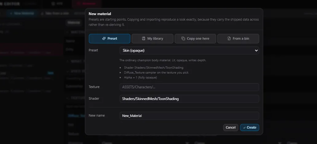 Menu Nouveau material de Ruby