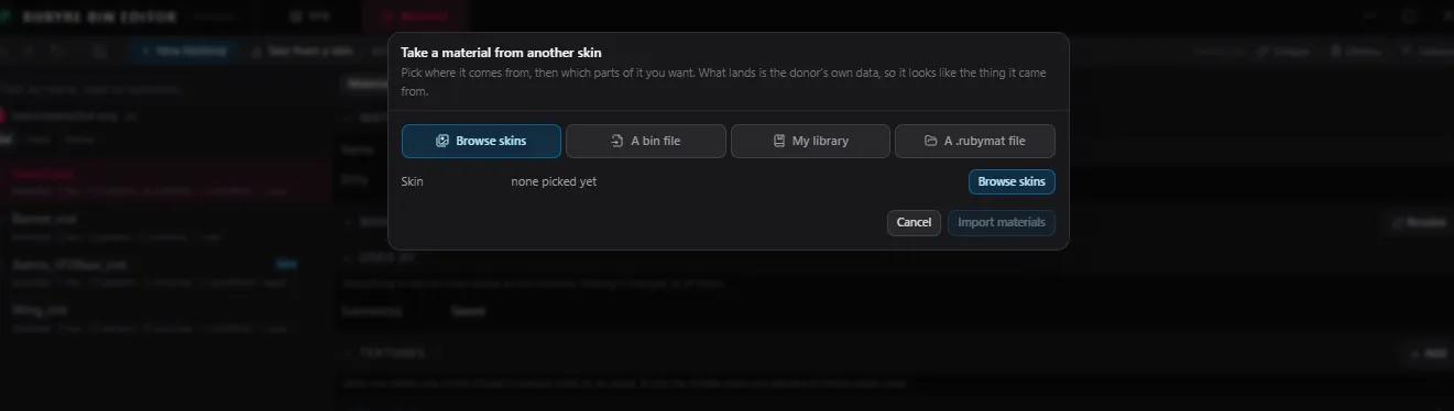 Menu Prendre depuis un skin de Ruby