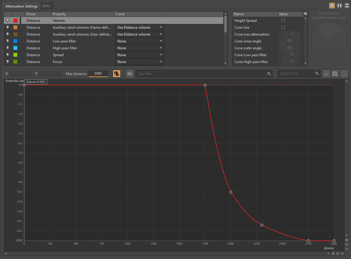 Wwise attenuation ayarları